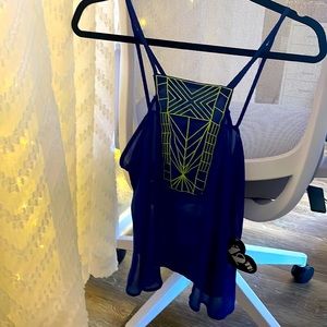 Blue and neon green tank top
